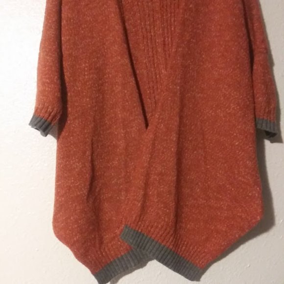 Democracy women's size M orange multicolored cardigan sweater with gray trim - Picture 3 of 14